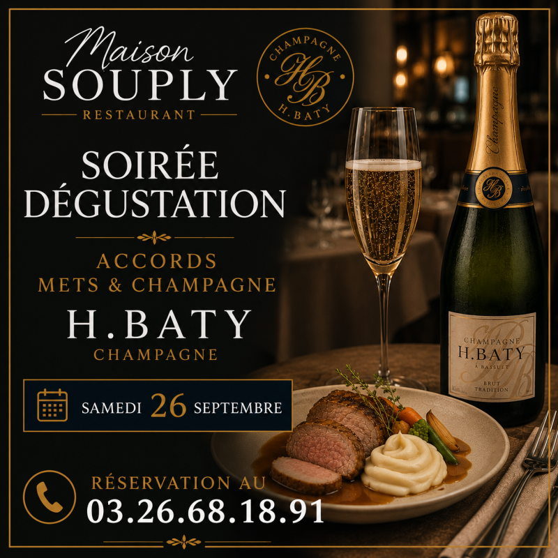 Soirée Dégustation Mets & Champagnes H. Baty – Maison Souply